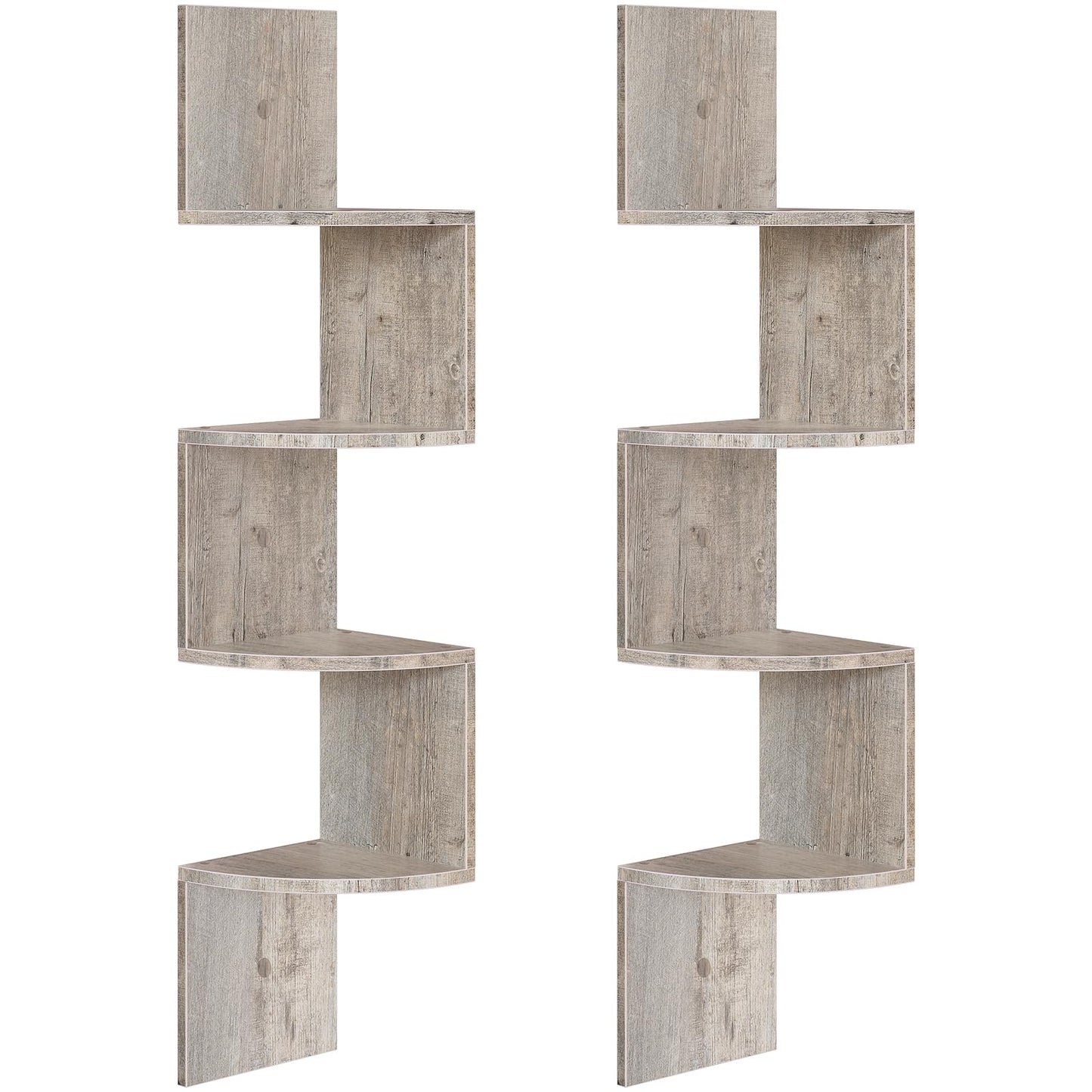 HOOBRO Corner Shelf Wall-Mounted, Set of 2 Floating Corner Shelves for Wall, 4-Tier Corner Bookshelves for Living Room, Bedroom, Bathroom, Home Office, Rustic Brown BF25BJP201