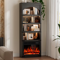 70" Arched Bookcase with 23" Electric Fireplace – 4-Tier Modern Display Bookshelf with Integrated LED Ambiance Lighting